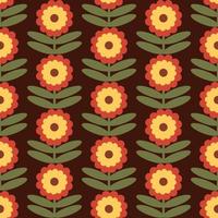 estampado de flores retro. Diseño funky de los años 70 con flores geométricas. maravillosa textura vectorial escandinava de mediados de siglo para el diseño de telas, impresión textil, envoltura, cubierta vector