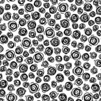 Sketchy hand-drawn scribble circles vector seamless pattern. Black dots. Abstract background with different textured round shapes for Wallpaper, wrapping, fabric, textile
