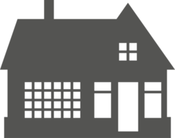 silhouette de chalet dans quartier. maison sur de banlieue rue. campagne chalet maison. glyphe illustration png