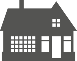 Silhouette von Hütte im Nachbarschaft. Haus auf Vorort- Straße. Landschaft Hütte heim. Glyphe Illustration png