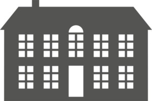 silhouette di Villetta nel quartiere. Casa su suburbano strada. campagna Villetta casa. glifo illustrazione png