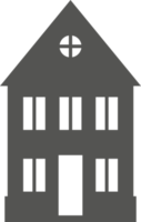 silhouet van huisje in buurt. huis Aan buitenwijk straat. platteland huisje huis. glyph illustratie png