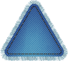 Blue denim patch with stitch and fringe. Light blue denim. Triangle patch png