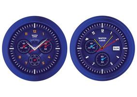 término análogo relojes en grande atención enfocar con azul y negro color vector