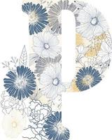 P letter Seamless Floral Pattern Background vector