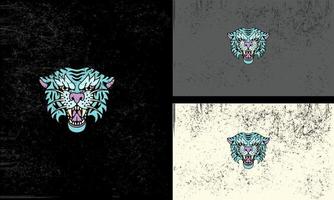 cabeza Tigre enojado vector ilustración tatuaje mascota diseño