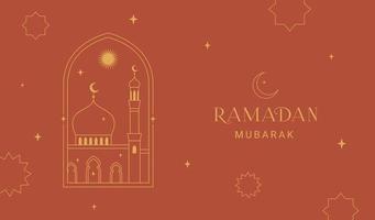 Ramadan Kareem banner, poster, holiday cover. Islamic greeting card, social media template. Modern beautiful design in geometric minimal style. Terracotta colors. vector