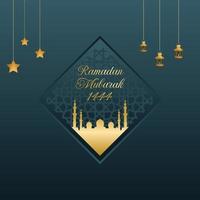 Ramadán Mubarak tema diseño con mezquita arco vector