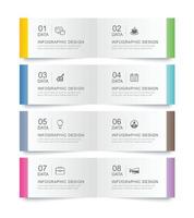 8 data infographics tab paper index template. Vector illustration abstract background.