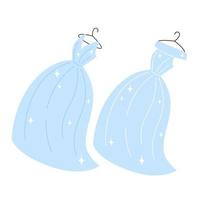 conjunto de Boda azul vestidos en plano estilo vector