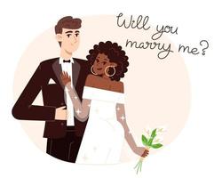 International young couple getting married vector