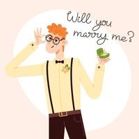 Young man in a suit making a wedding proposal vector