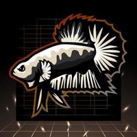 betta fish mascot, e sports logo design vector