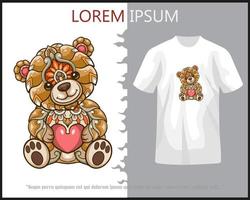 Colorful teddy bear mandala arts isolated on white t-shirt. vector