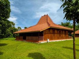 Jakarta indonesia, march 2023,javanese traditional houses, Indonesian traditional houses are often called joglo houses, wooden architecture photo