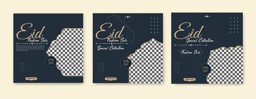 Eid fashion sale banner and Ramadan sale banner, social media post Template, Ramadan Kareem theme square flyer, Big sale bundle Eid ads post, Greeting card Islamic background design, and Islamic event vector