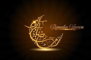 Ramadan Kareem English Typography. An Islamic greeting text in english for holy month Ramadan Kareem. Islamic background with half moon vector