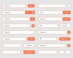 Search bar template set. Internet browser with search box, address bar and text field. User interface design. Vector illustration