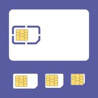 Set of sim cards of different sizes. Vector illustration.