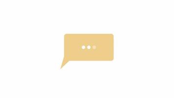 Animated yellow speech cloud. Online communication. Message application. Flat cartoon style icon 4K video footage. Color isolated element animation on white background with alpha channel transparency