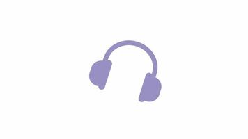 animado auriculares. dispositivo para música escuchando. disfrutando sonido. plano dibujos animados estilo icono 4k vídeo imágenes. color aislado elemento animación en blanco antecedentes con alfa canal transparencia video