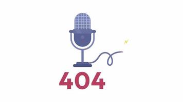 Animé microphone dommage 404 erreur. micro avec cassé fil. vide Etat 4k vidéo métrage avec alpha canal transparence. éclat message. Couleur échoué chargement animation pour cassé lien, la toile conception video