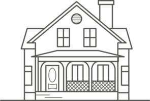 Cottage of neighborhood the city, the house of the suburbs residential area. Low-rise building of the village. Outline illustration png