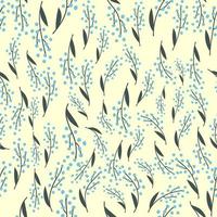 Graceful branches, leaves and flowers Seamless background in the style of nature. Vintage ornament.