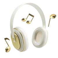 blanco 3d auriculares con dorado elementos. vector hacer