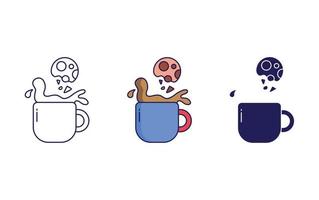 Milk and cookies vector icon