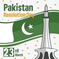 gratis 23 marzo nacional día de Pakistán vector con minar mi Pakistán