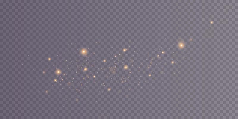 Golden dust. Yellow sparks and golden stars shine with special light. Vector sparkles on transparent background. Christmas light effect. Sparkling magical dust particles