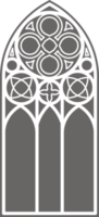 Church medieval window. Old gothic style architecture element. Glyph illustration png