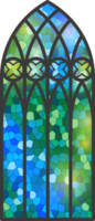 gothique la fenêtre. ancien coloré verre église Cadre. élément de traditionnel européen architecture png