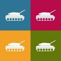 Seamless Pop art pattern. White military Tank. Backdrop with combat vehicle. Colorful vector illustration isolated on grey background.