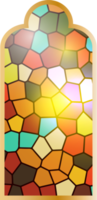Arabic stained glass window. Islamic architecture element png
