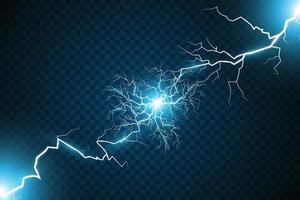 Blue Lightning magical and bright light effect. Thunderstorm with lightning vector