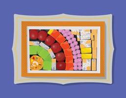 Sweets box Vector Illustration. Pakistani, Indian Sweets called Mithai in a box on a plate with solid background