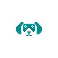 perro cabeza logo con juego controlador vector