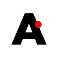 A letter with a red dot company monogram. letter A icon. vector