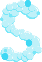 Alphabet of soap bubbles. Water suds letter S. Cartoon font png