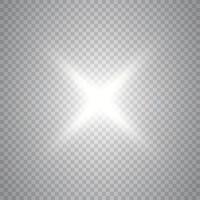 blanco estrella en un transparente antecedentes. el efecto de resplandor y rayos de luz, brillante luces, Dom. vector. vector