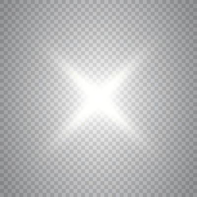 White star on a transparent background. The effect of glow and rays of light, glowing lights, sun. vector.
