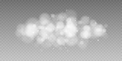 White Bokeh light lights effect background. Christmas background of shining dust Christmas glowing light bokeh confetti and spark overlay texture for your design. vector