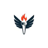 Logo with torch and wings vector