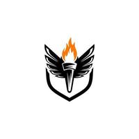 Logo with torch and wings vector