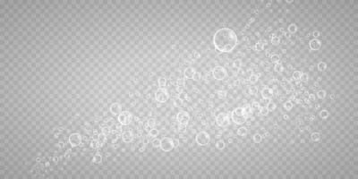 A set of colorful and colorful soap bubbles to create a design. Isolated, transparent, realistic soap bubbles on a transparent background. vector