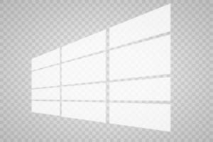 Overlay shadow effect. Transparent overlay window and blinds shadow. Realistic light effect of shadows and natural lighting on a transparent background. Vector illustration