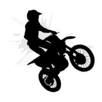 motocross jinete en estilo libre acción en el aire. vector silueta ilustración