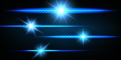 Set of Vector blue glowing light effect stars bursts with sparkles on transparent background. Transparent stars